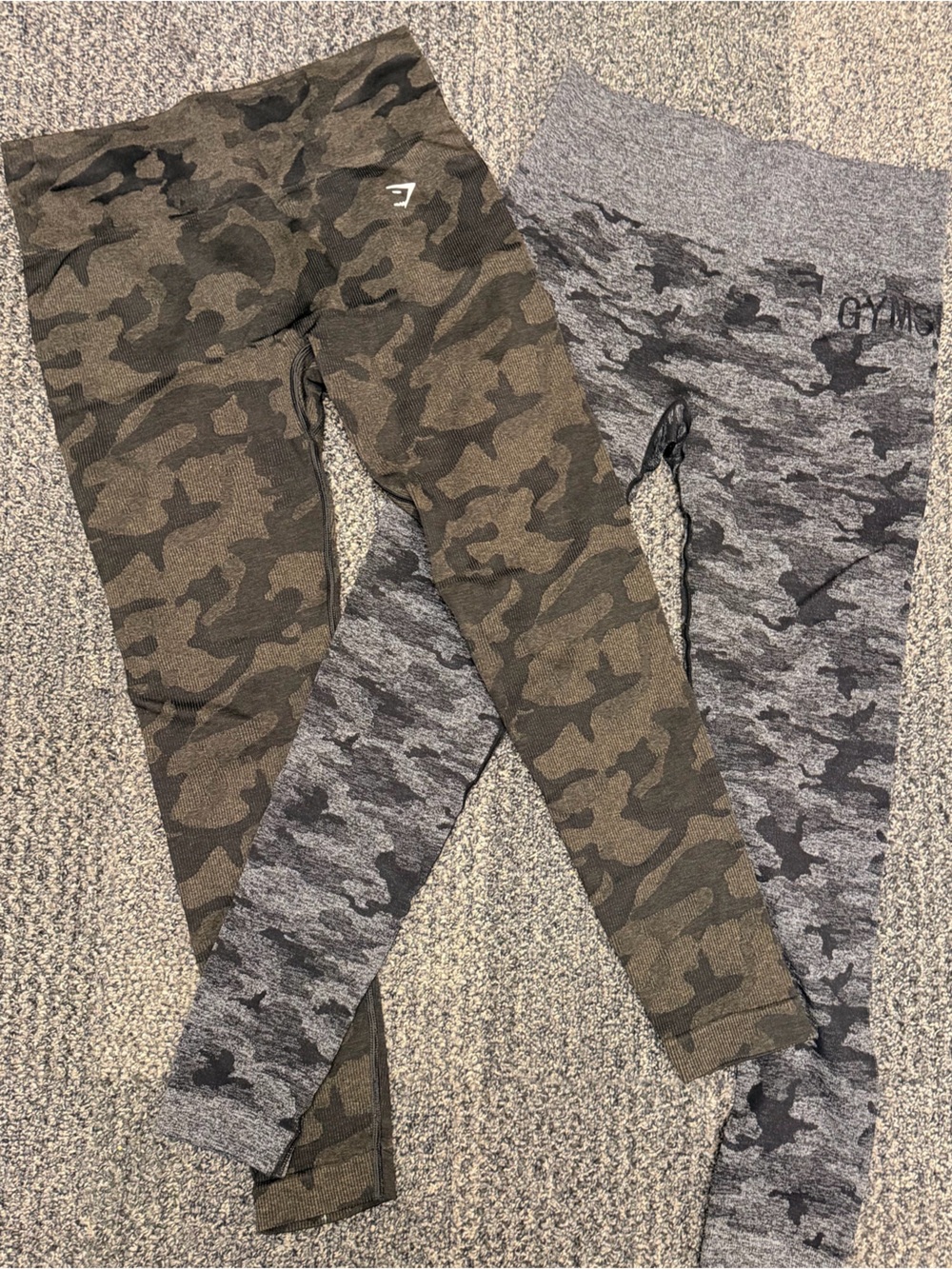 GYMSHARK MEDIUM Camo Leggings- olive, gray